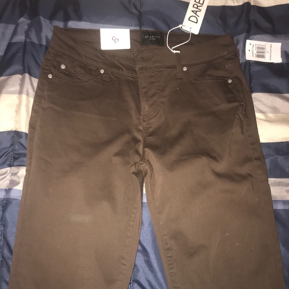 New celebrity pink brown skinny jeans sz 7